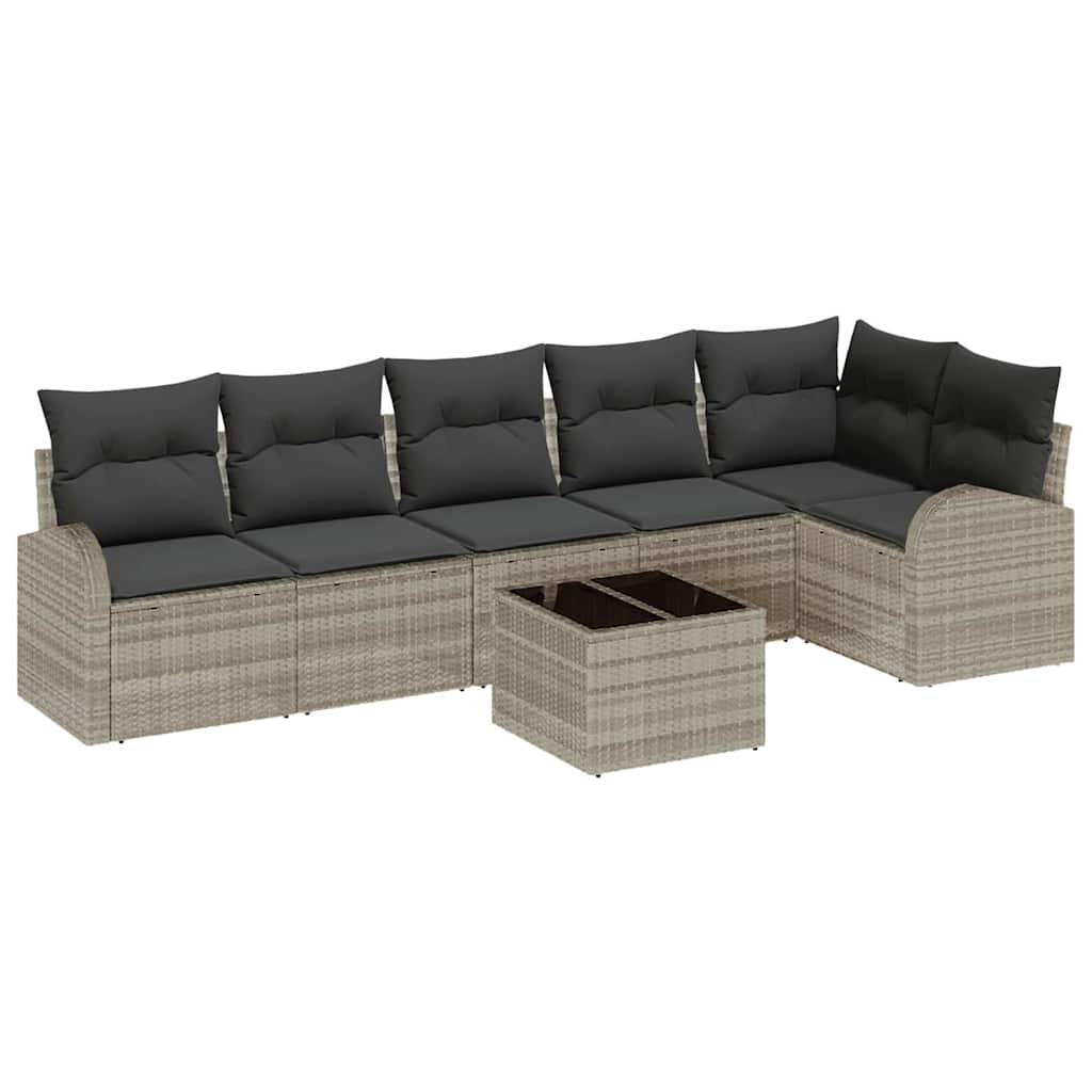 Havesofa Sæt 7 stk. Lysegrå polyrattan