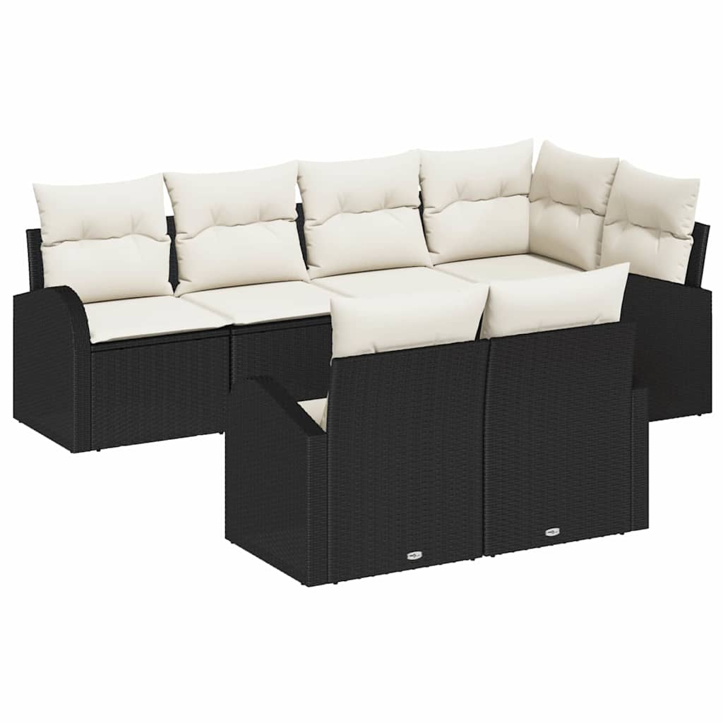 Havesofa Sæt 7 stk. Sort og Hvid polyrattan