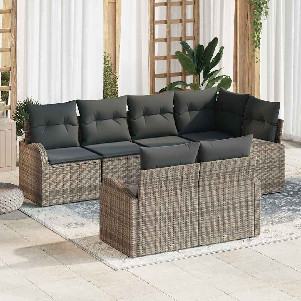 Havesofa Sæt 7 stk. Grå polyrattan