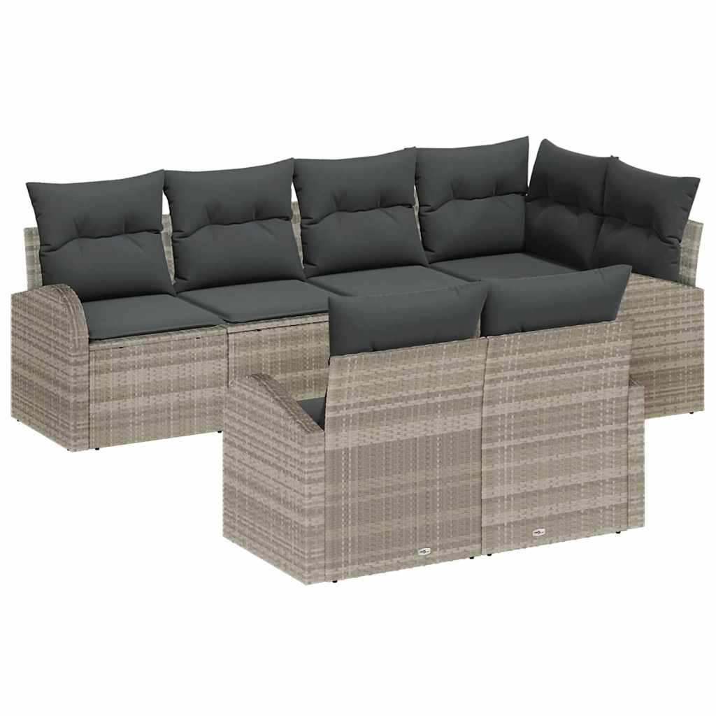 Havesofa Sæt 7 stk. Lysegrå polyrattan
