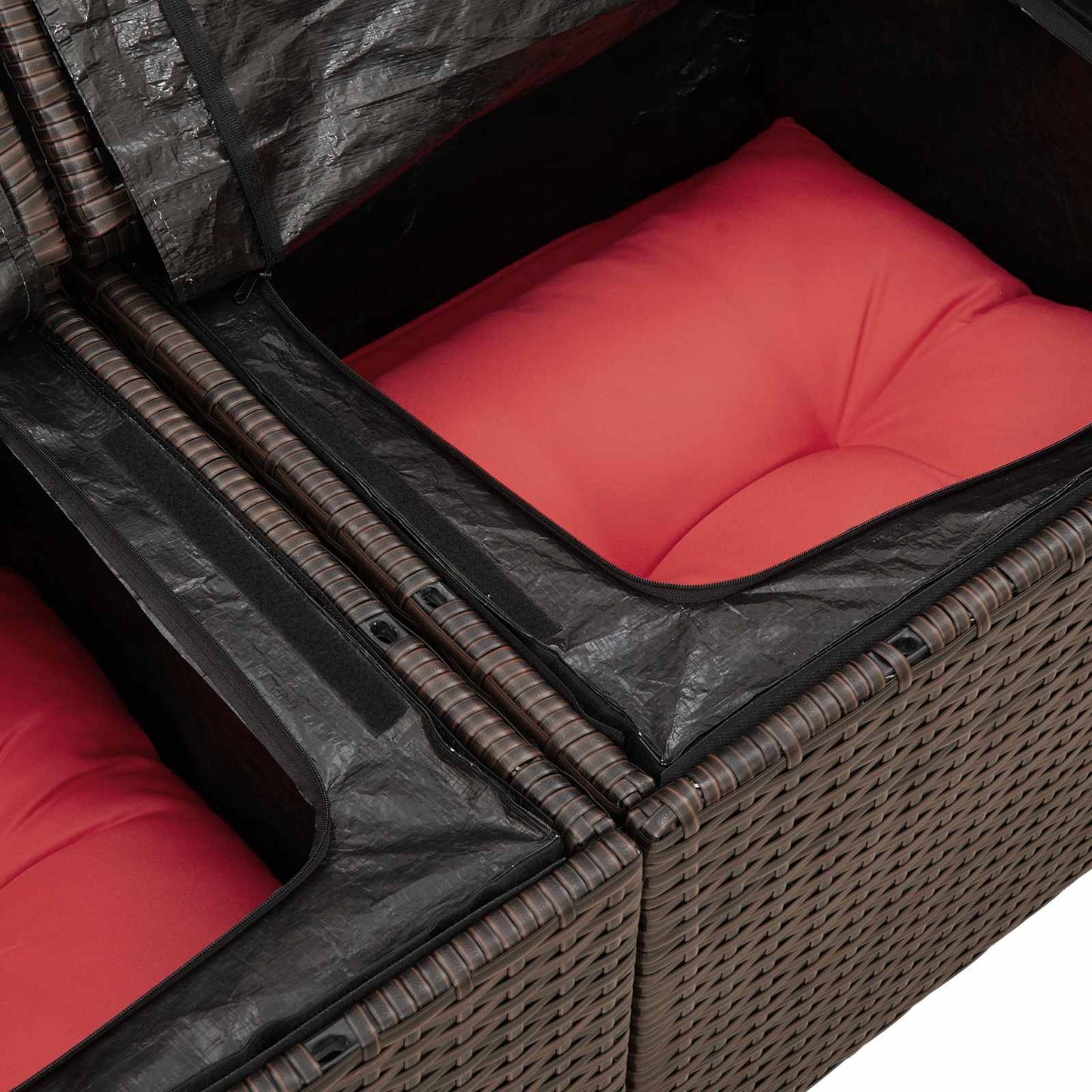 Havesofa Sæt 7 stk. Brun og Rød polyrattan
