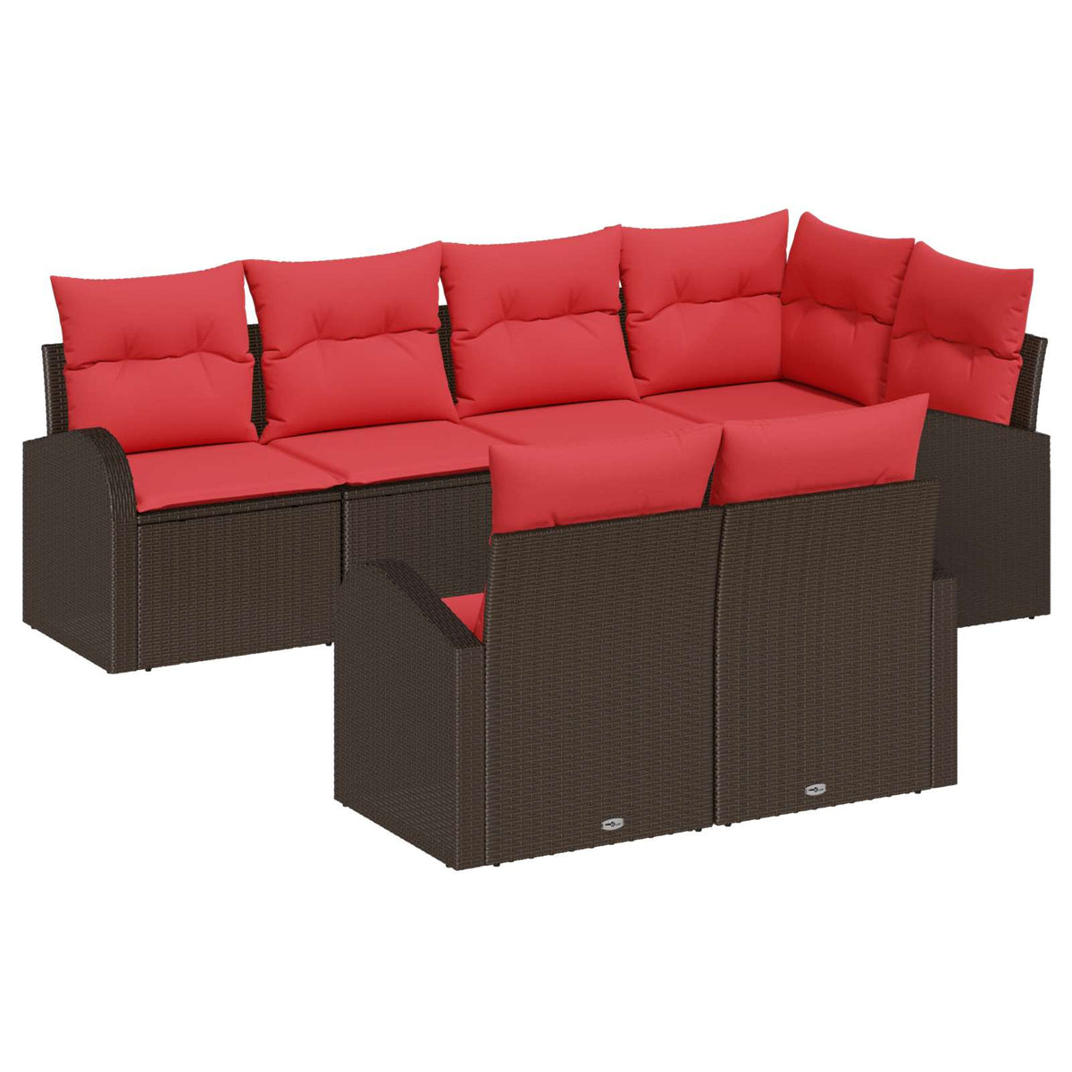 Havesofa Sæt 7 stk. Brun og Rød polyrattan