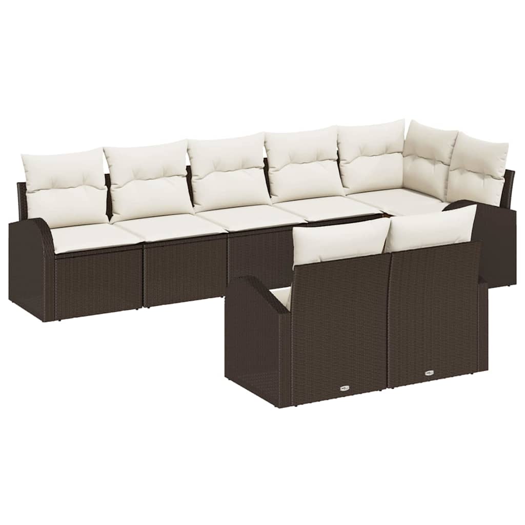 Havesofa Sæt 8 stk. Brun og hvid polyrattan