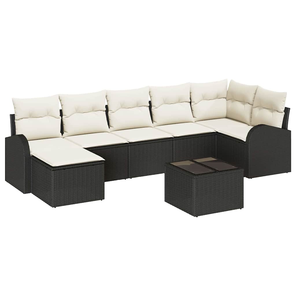 Sofa Sæt 8 stk. Sort polyrattan