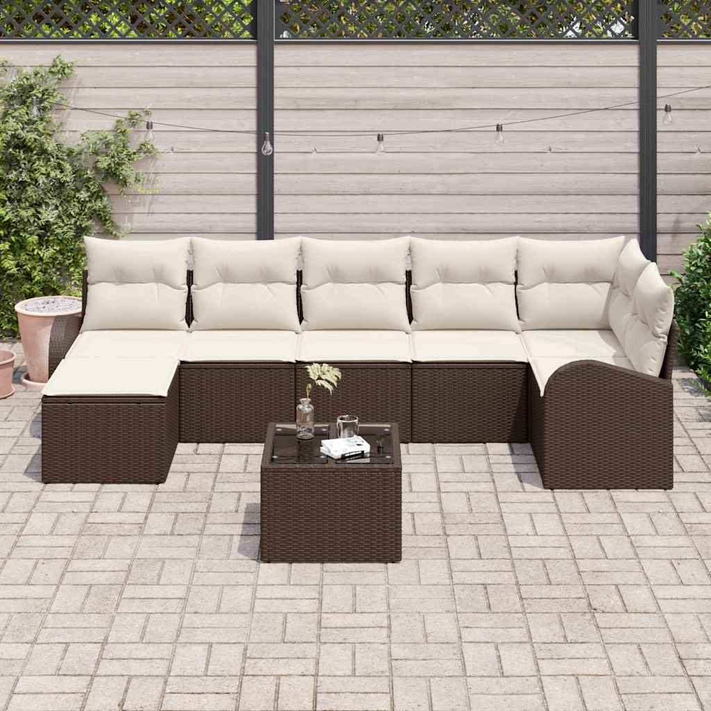Sofa Sæt 8 stk. Brun polyrattan