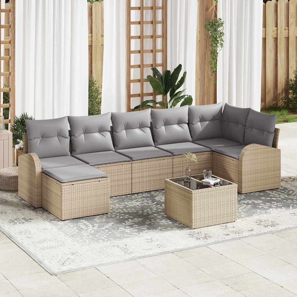 Sofa Sæt 8 stk. Beige polyrattan