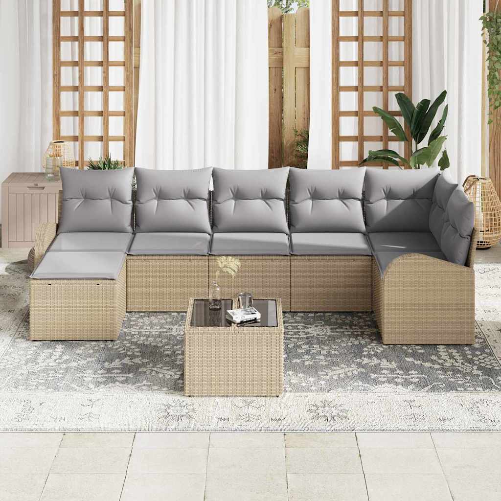 Sofa Sæt 8 stk. Beige polyrattan