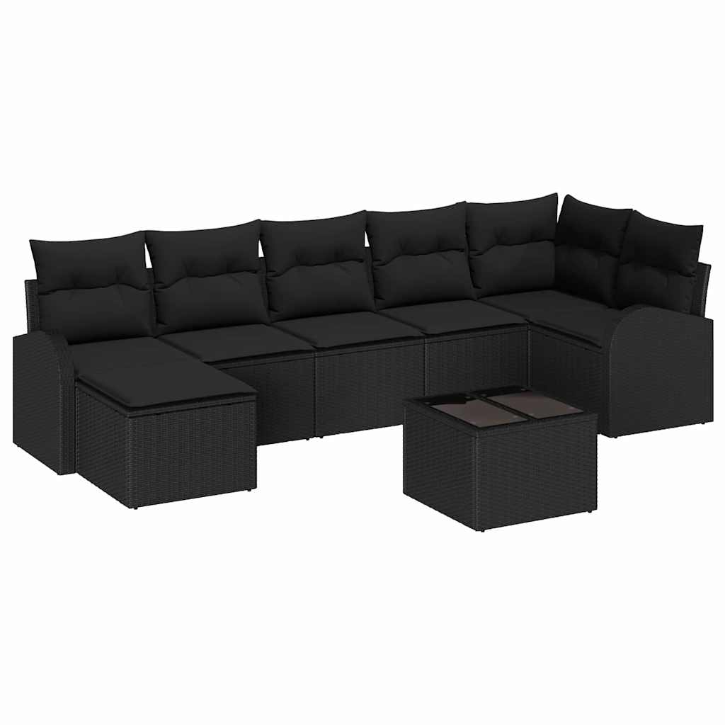 Sofa Sæt 8 stk. Sort polyrattan