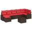 Sofa Sæt 8 stk. Brun og Rød polyrattan