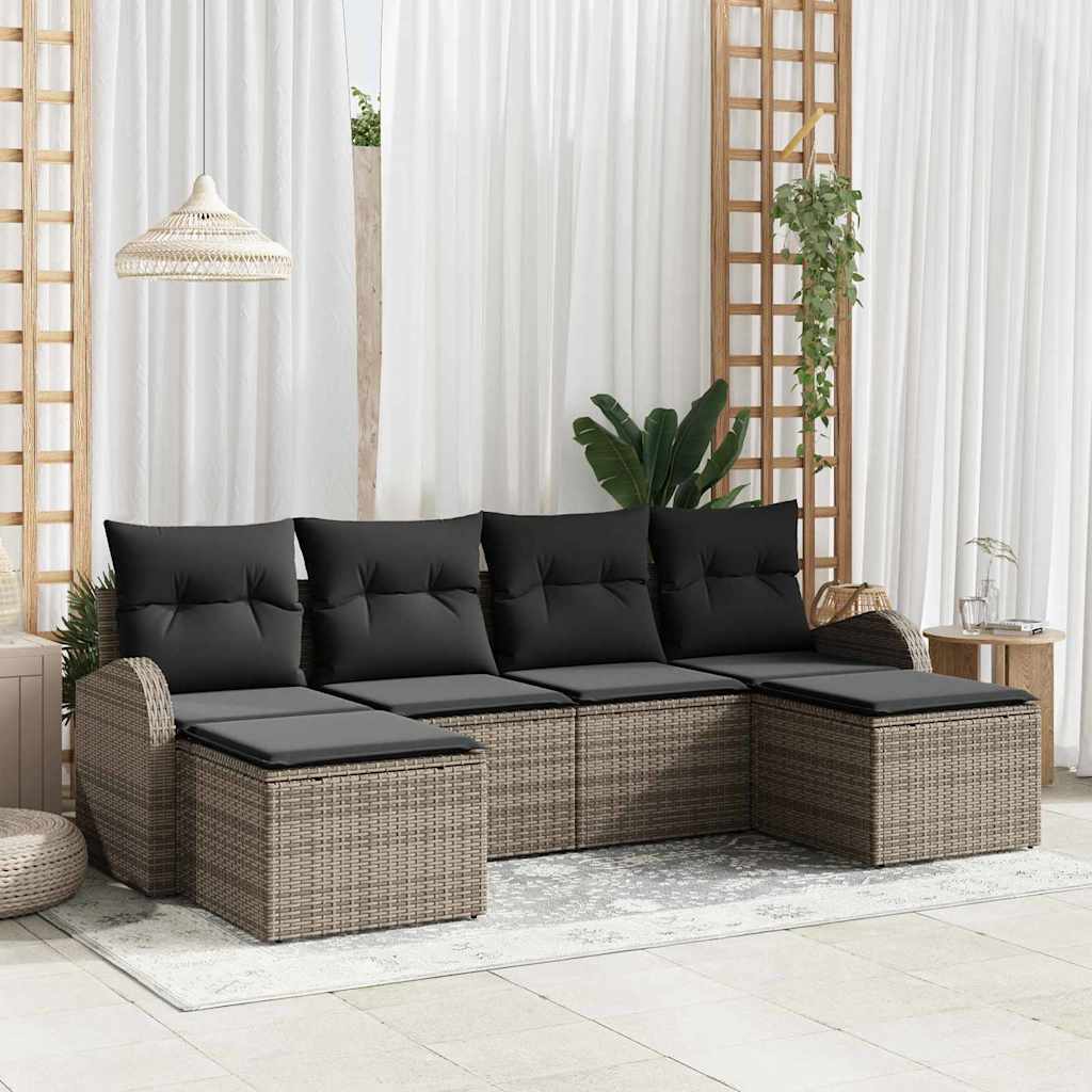 Sofa Sæt 6 stk. Grå polyrattan