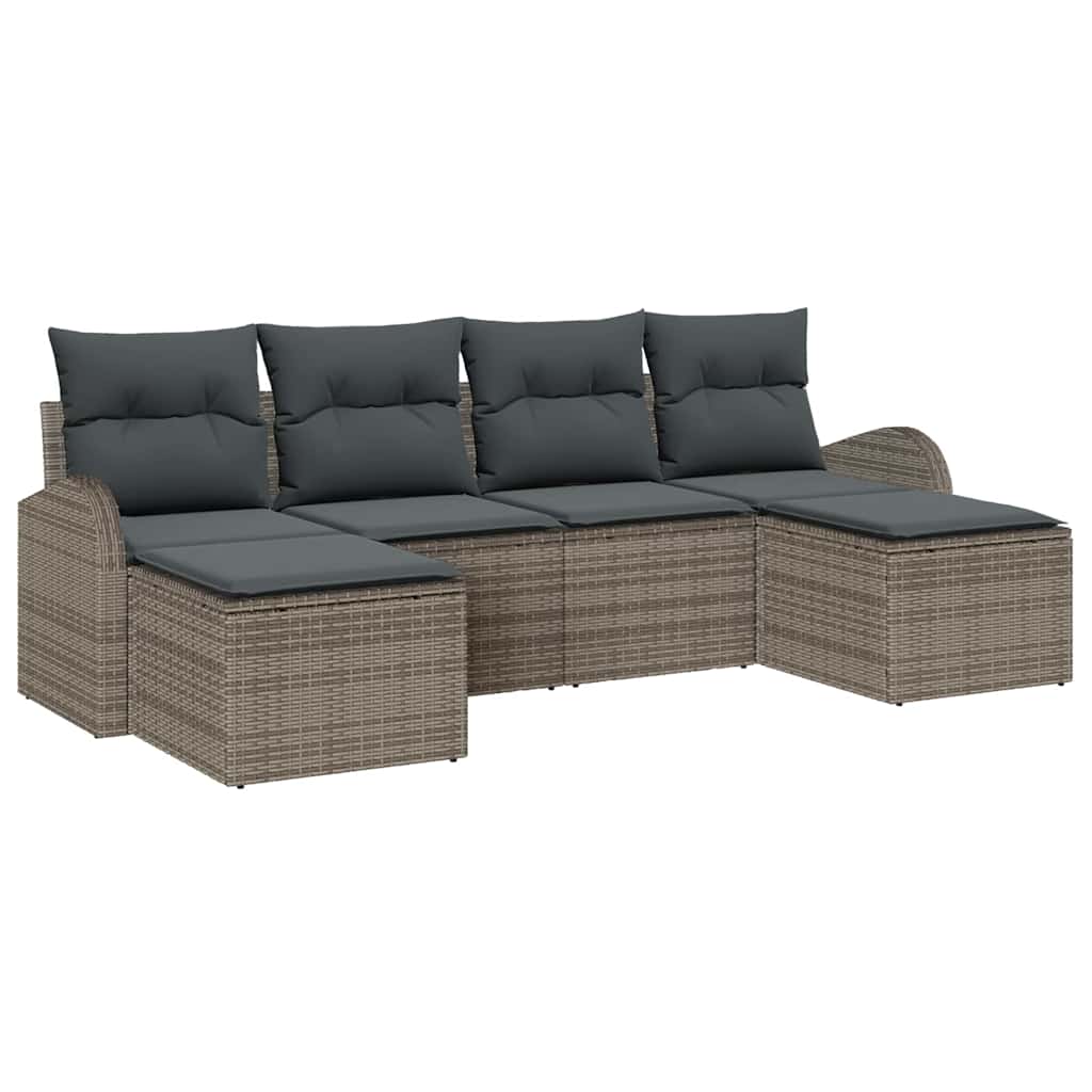 Sofa Sæt 6 stk. Grå polyrattan