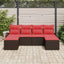 Sofa Sæt 6 stk. Brun og Rød polyrattan
