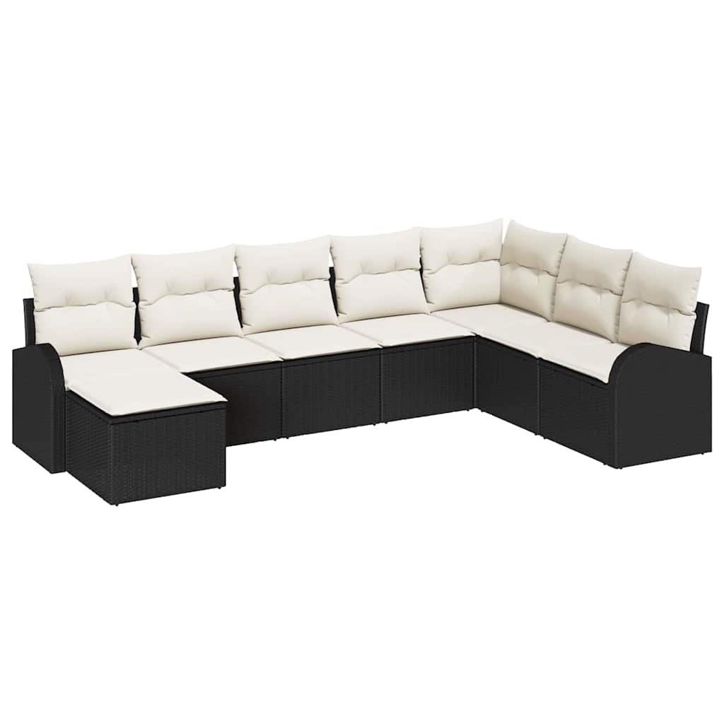 Sofa Sæt 8 stk. Sort og Hvid polyrattan