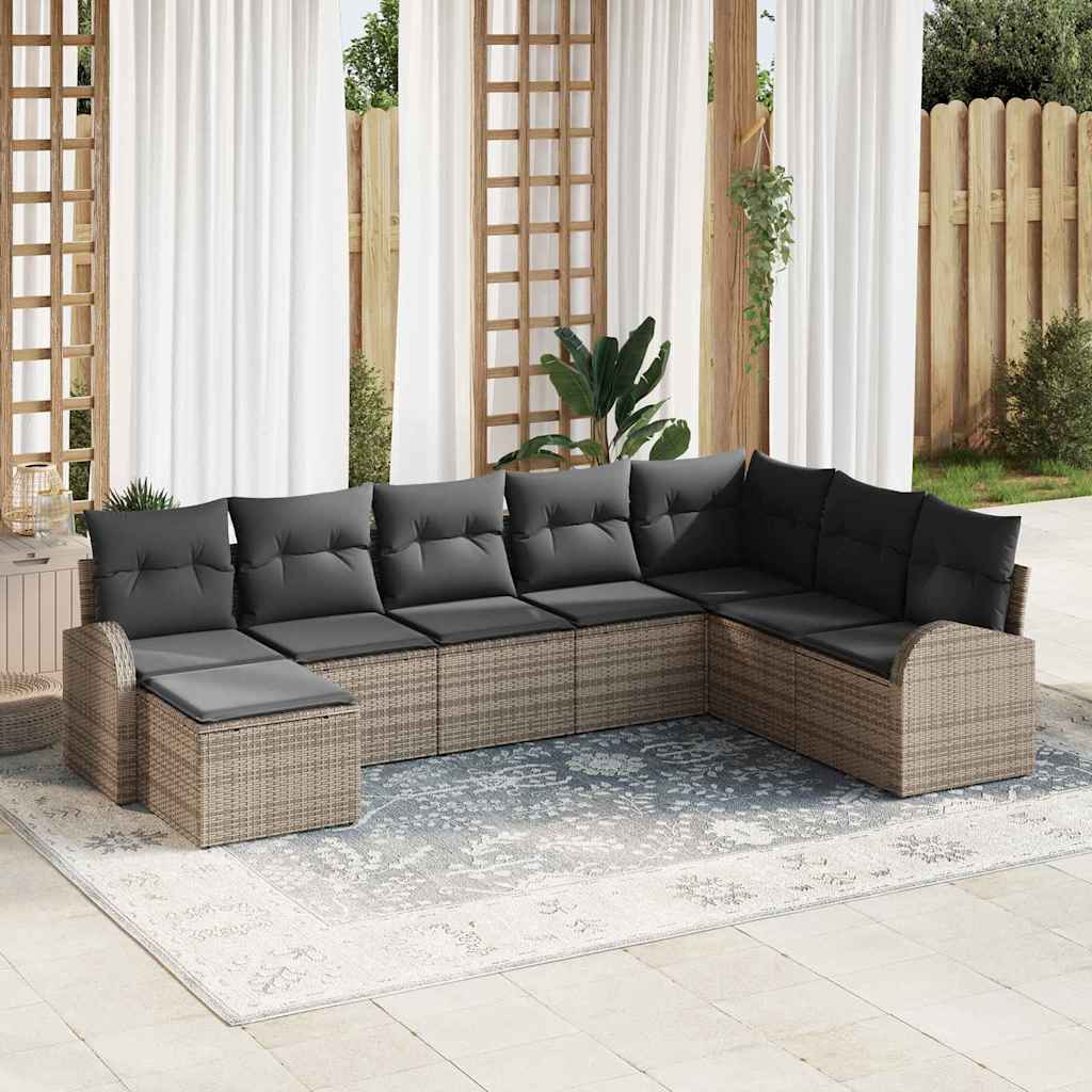 Sofa Sæt 8 stk. Grå polyrattan
