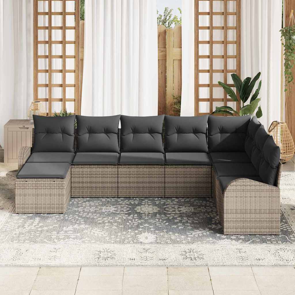 Sofa Sæt 8 stk. Grå polyrattan