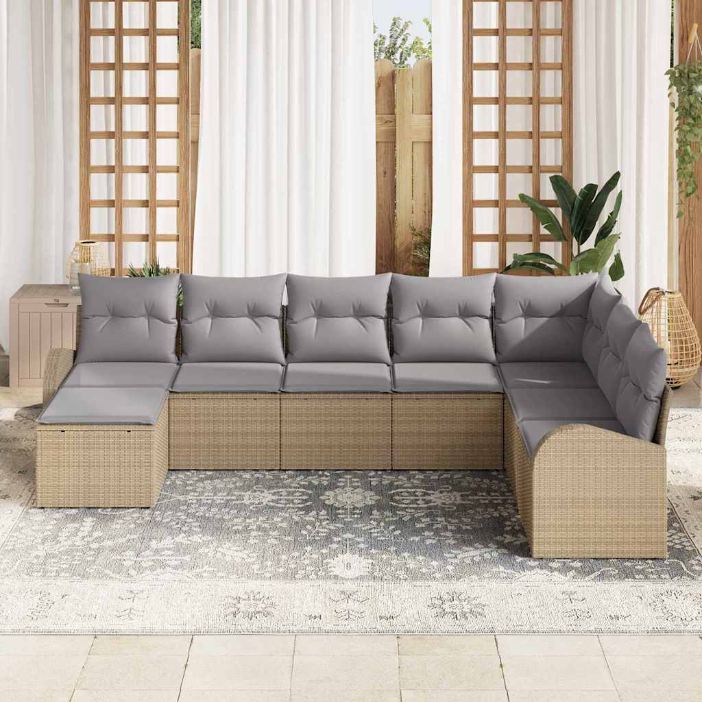 Sofa Sæt 8 stk. Beige og lysegrå polyrattan