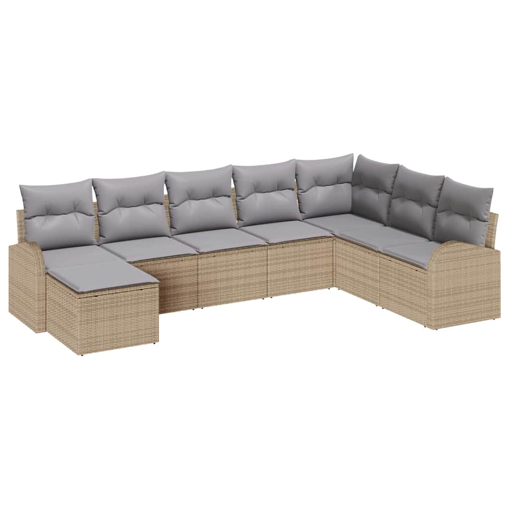 Sofa Sæt 8 stk. Beige og lysegrå polyrattan