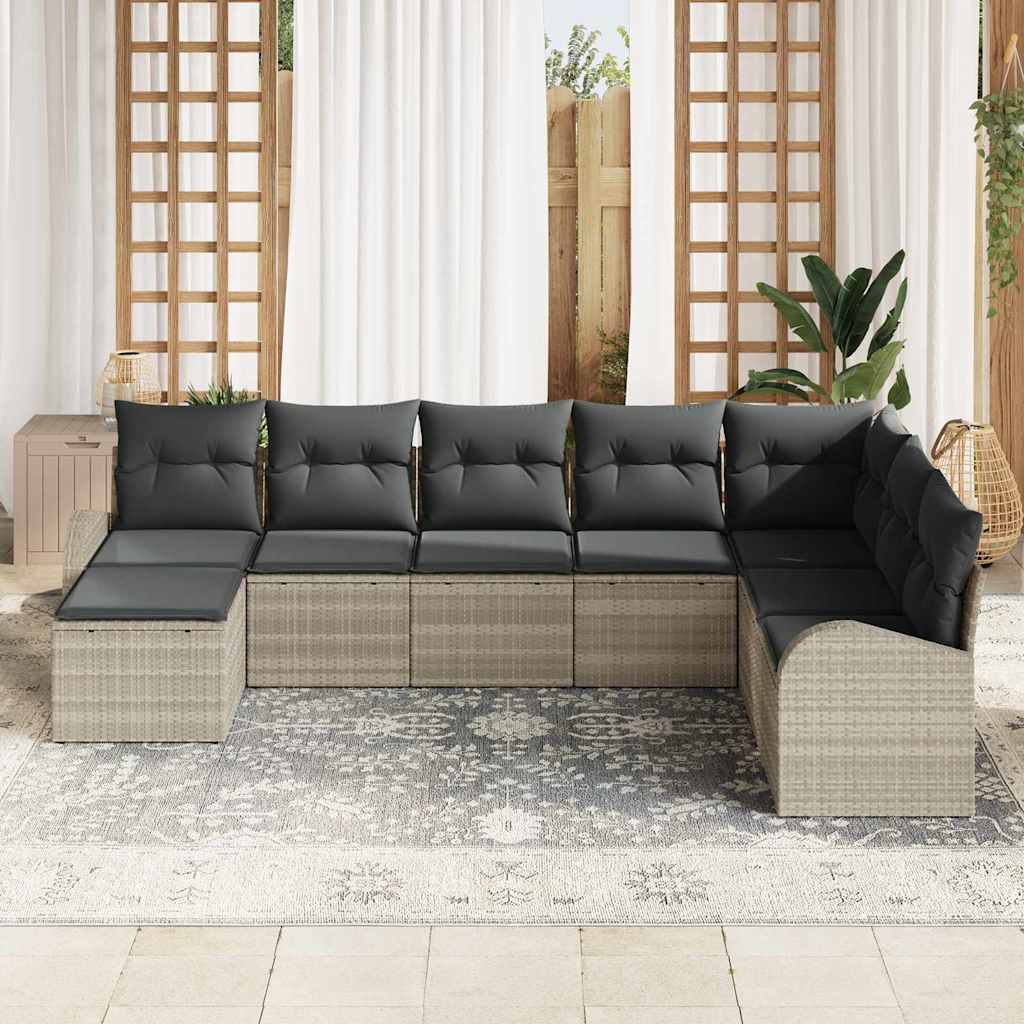 Sofa Sæt 8 stk. Lysegrå polyrattan