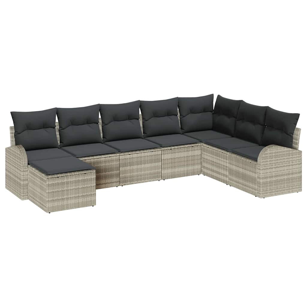 Sofa Sæt 8 stk. Lysegrå polyrattan