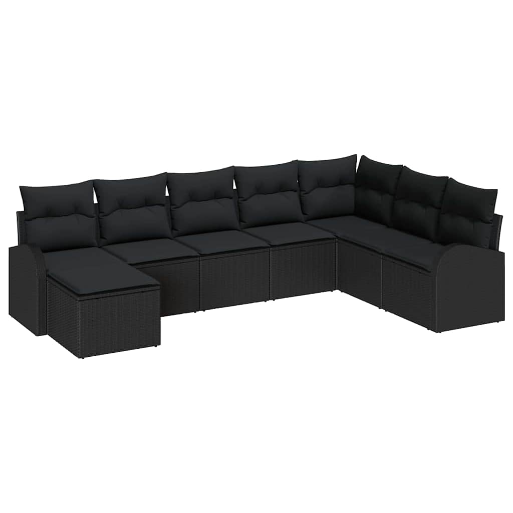 Sofa Sæt 8 stk. Sort polyrattan
