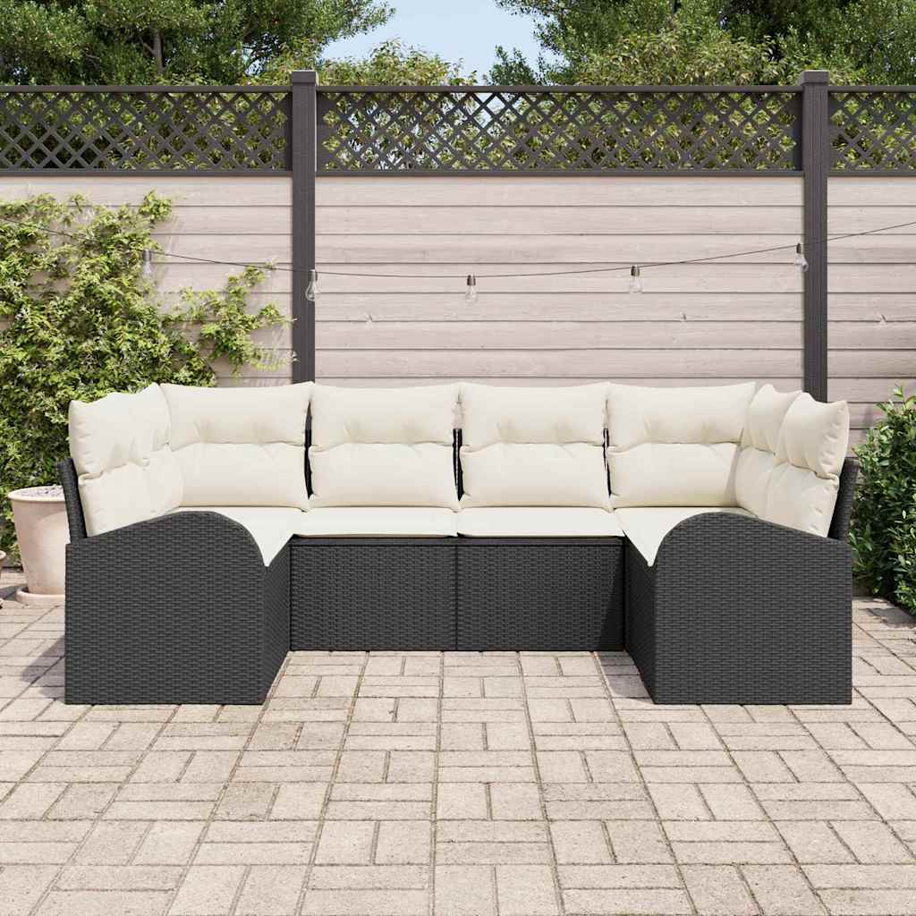 Havesofa Sæt 6 stk. Sort og Hvid polyrattan