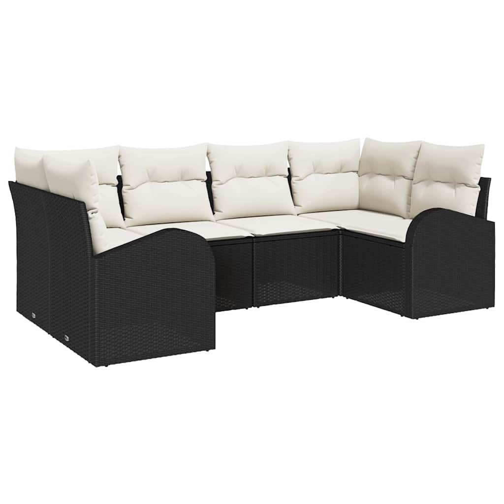 Havesofa Sæt 6 stk. Sort og Hvid polyrattan