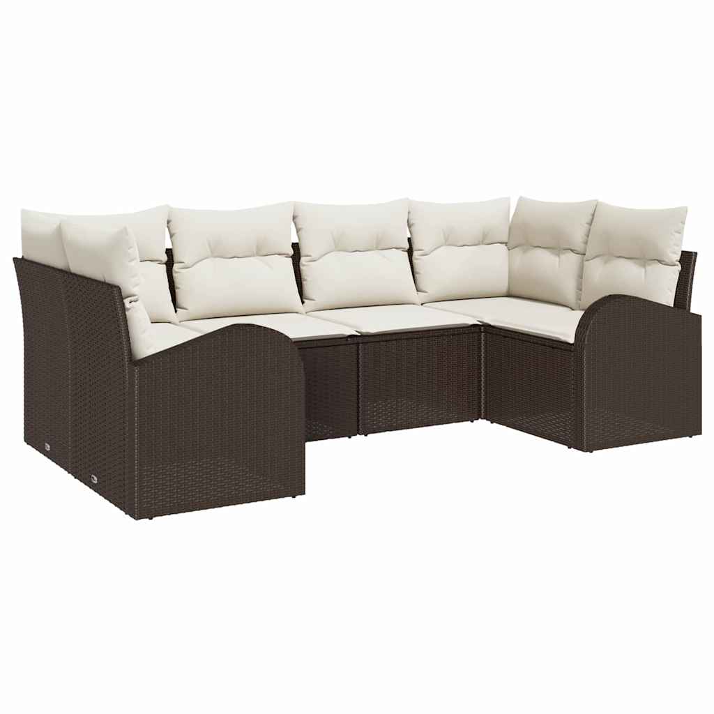 Havesofa Sæt 6 stk. Brun og hvid polyrattan