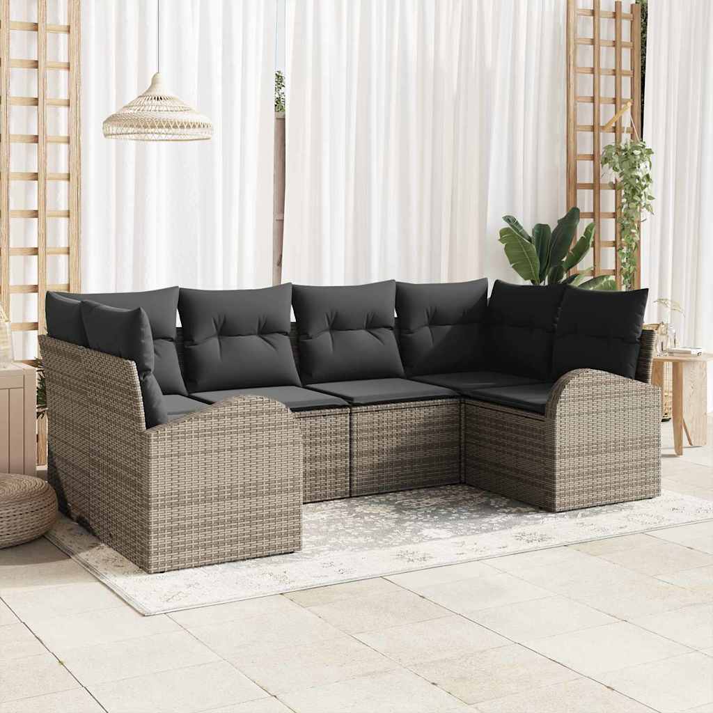 Havesofa Sæt 6 stk. Grå polyrattan