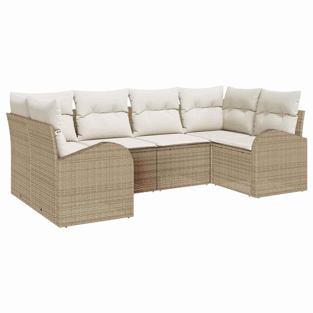 Havesofa Sæt 6 stk. Beige og hvid polyrattan