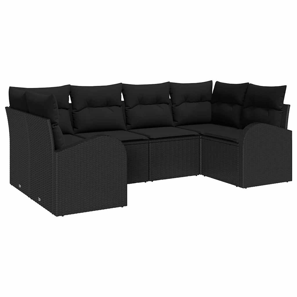 Havesofa Sæt 6 stk. Sort polyrattan