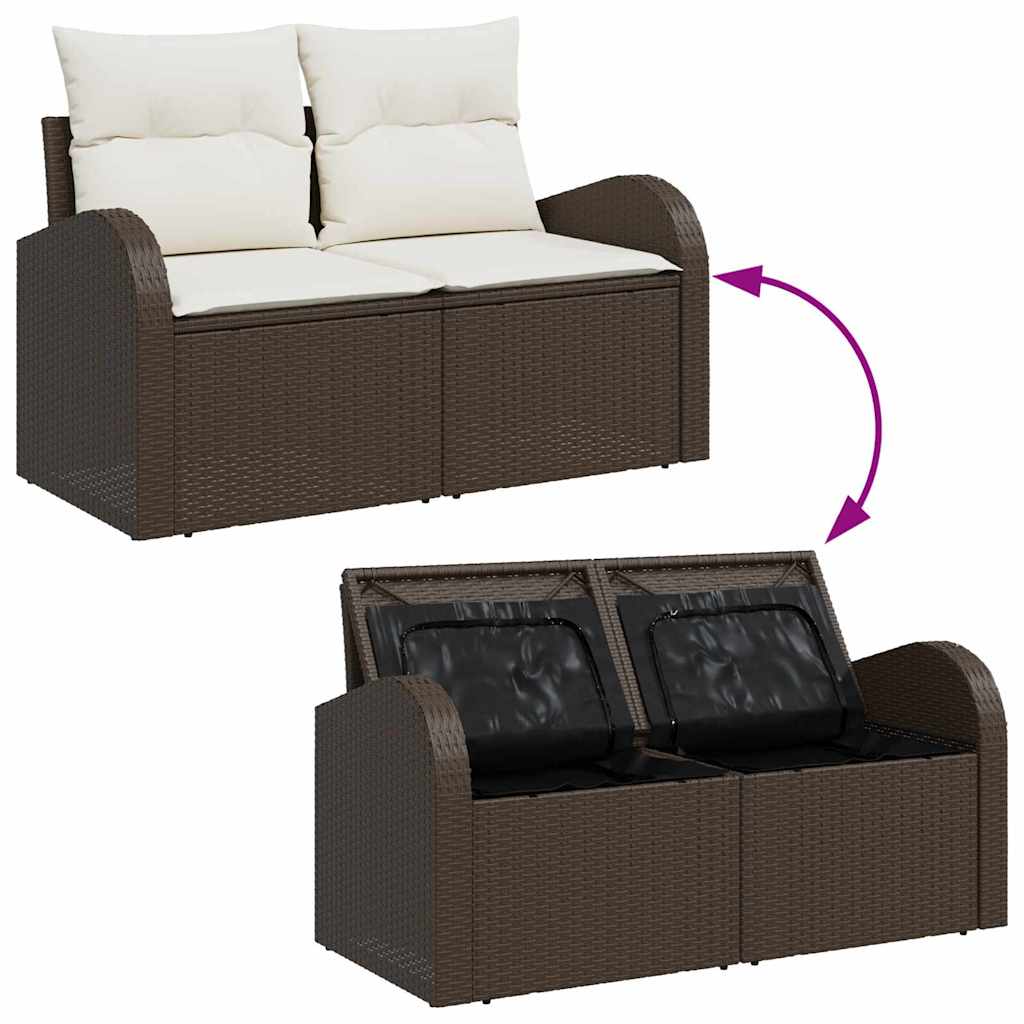 Havesofa Sæt 10 stk. Brun og hvid polyrattan