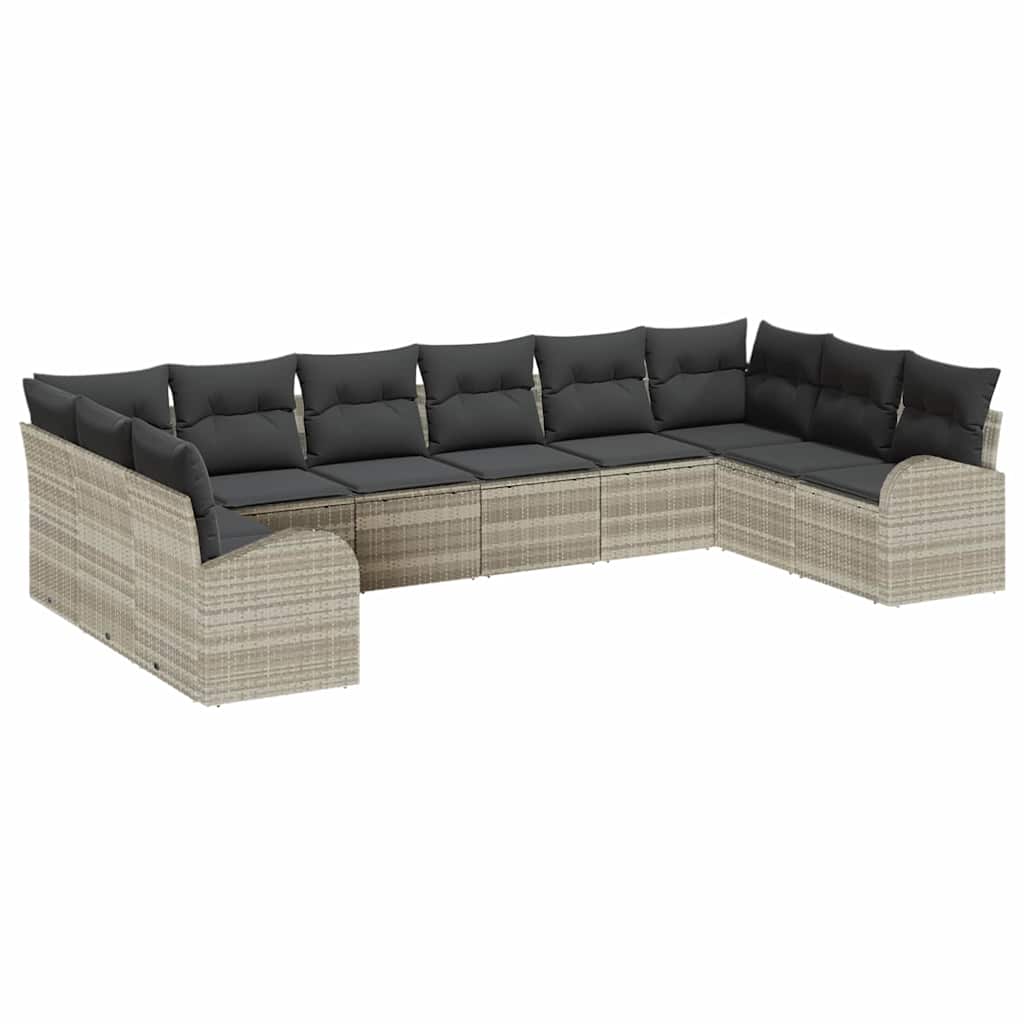 Havesofa Sæt 10 stk. Lysegrå polyrattan