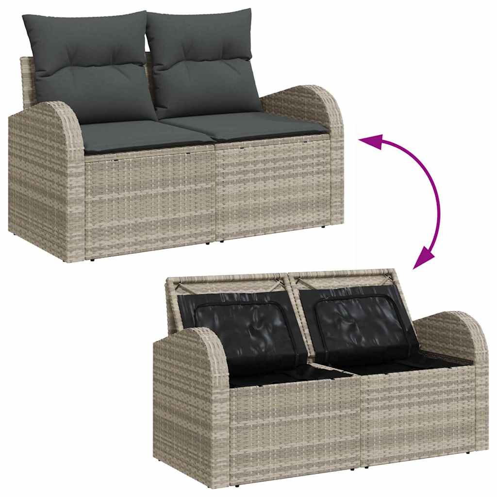Havesofa Sæt 10 stk. Lysegrå polyrattan