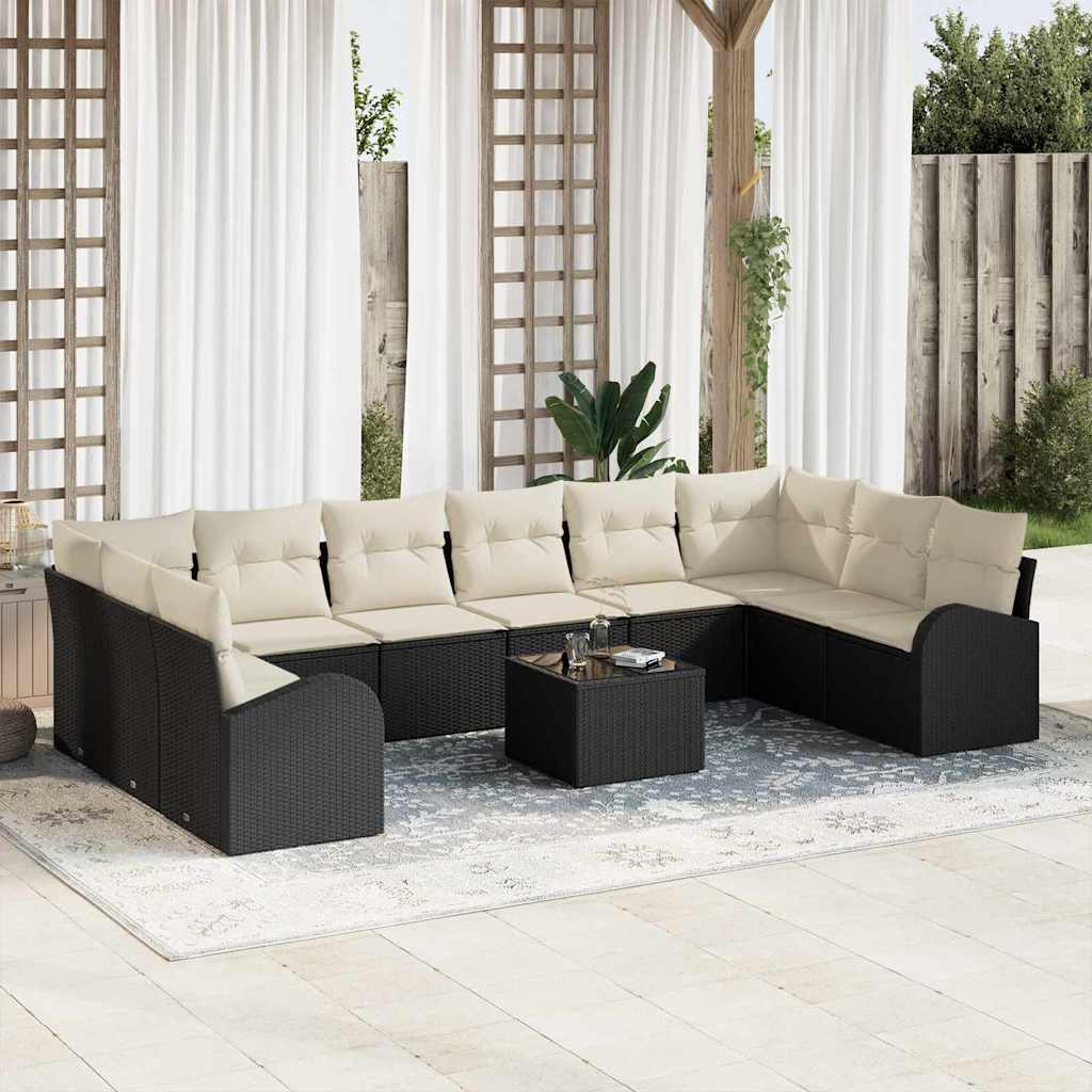 Havesofa Sæt 11 stk. Brun og Creme polyrattan