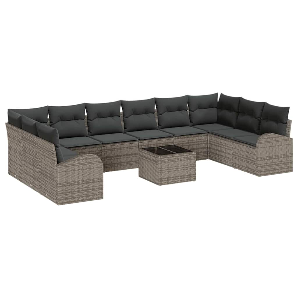 Havesofa Sæt 11 stk. Lysegrå polyrattan