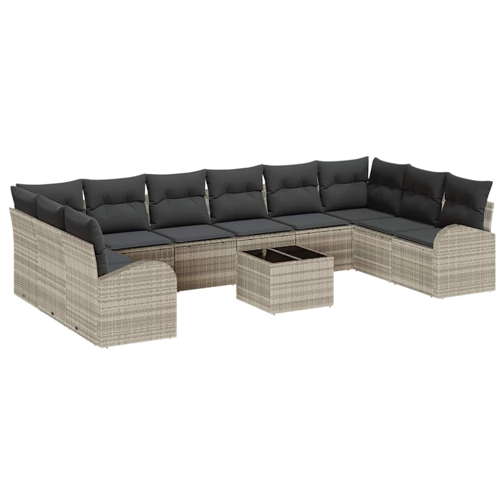 Havesofa Sæt 11 stk. Lysegrå polyrattan