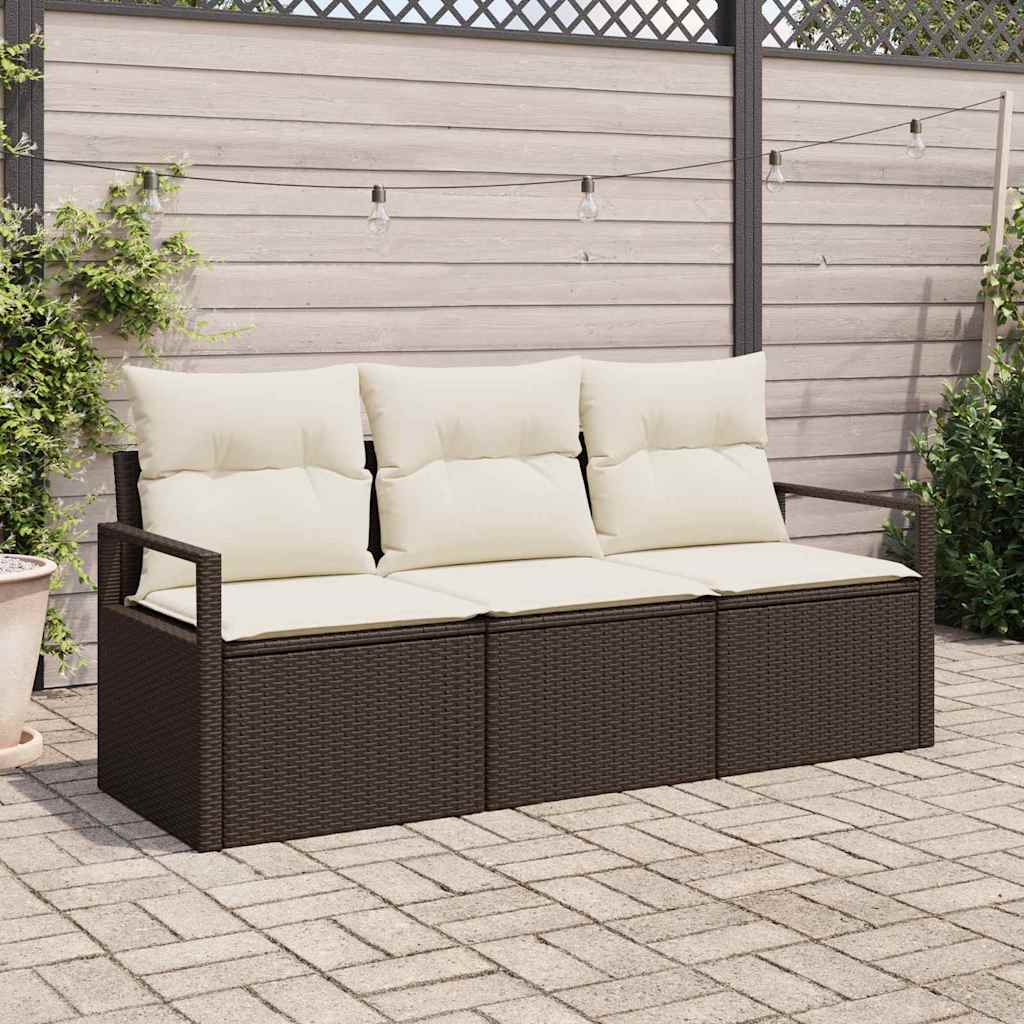 Havesofa Sæt 3 stk. Brun og hvid polyrattan