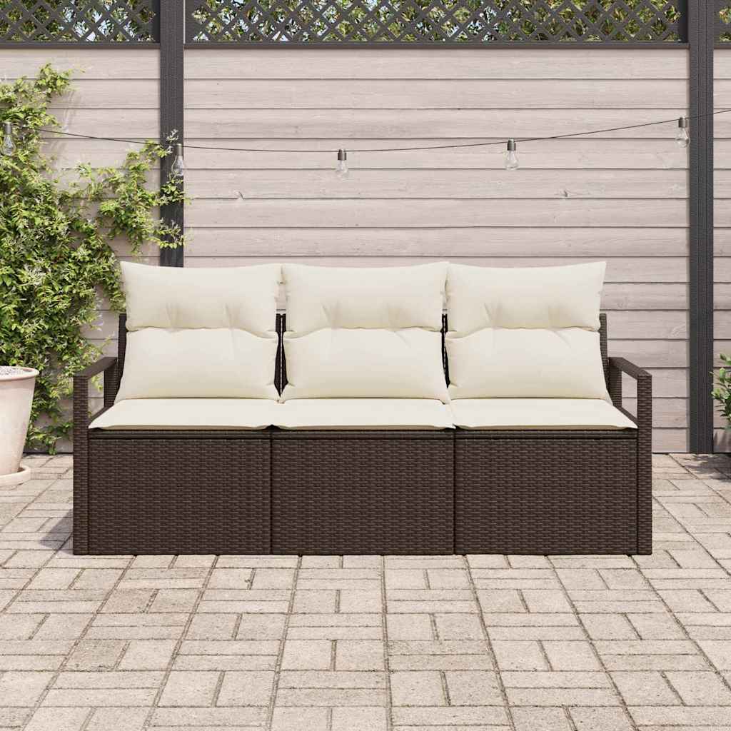 Havesofa Sæt 3 stk. Brun og hvid polyrattan