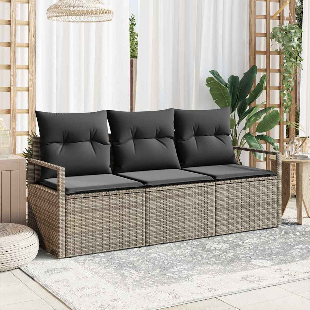 Havesofa Sæt 3 stk. Grå polyrattan