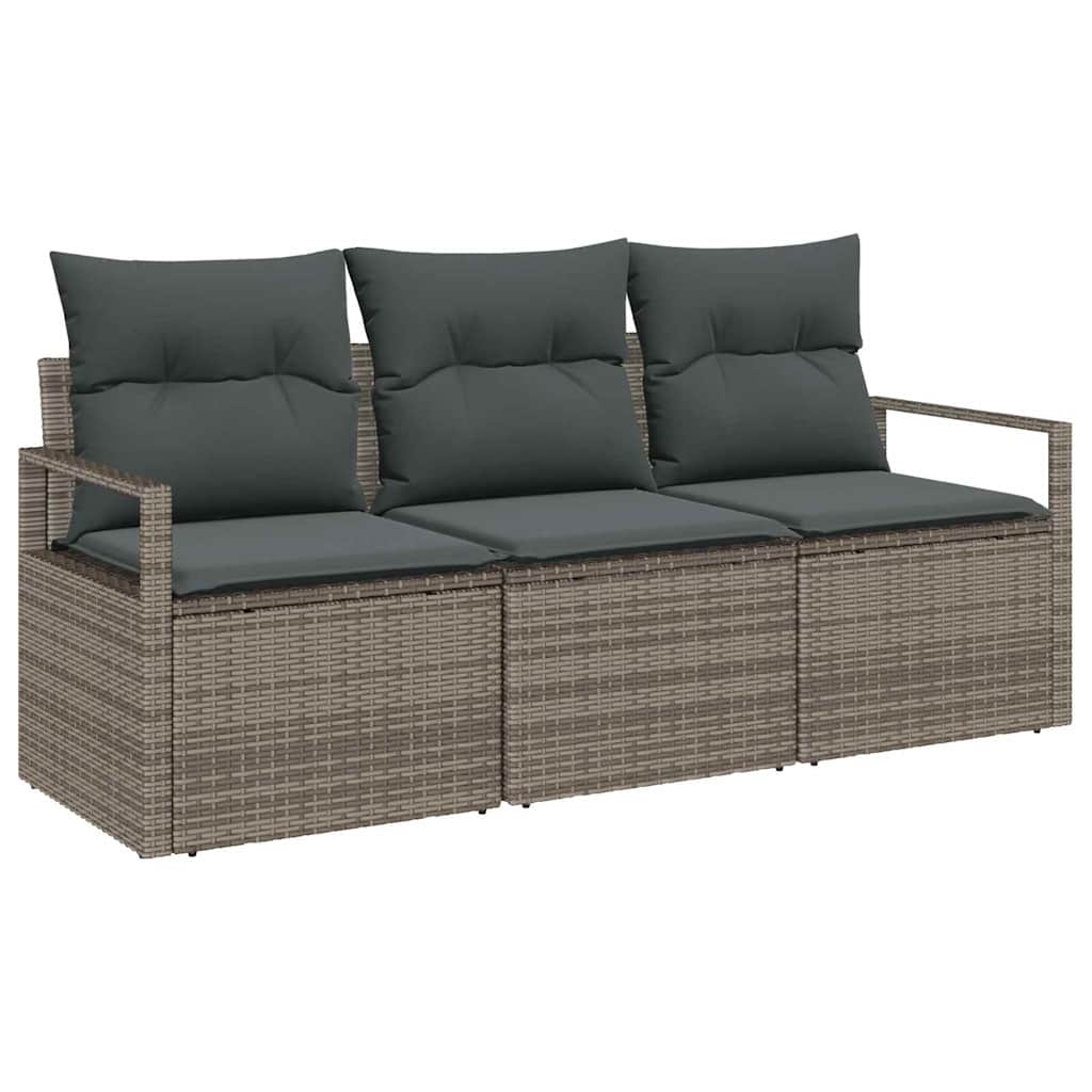 Havesofa Sæt 3 stk. Grå polyrattan