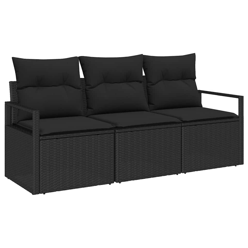 Havesofa Sæt 3 stk. Sort polyrattan