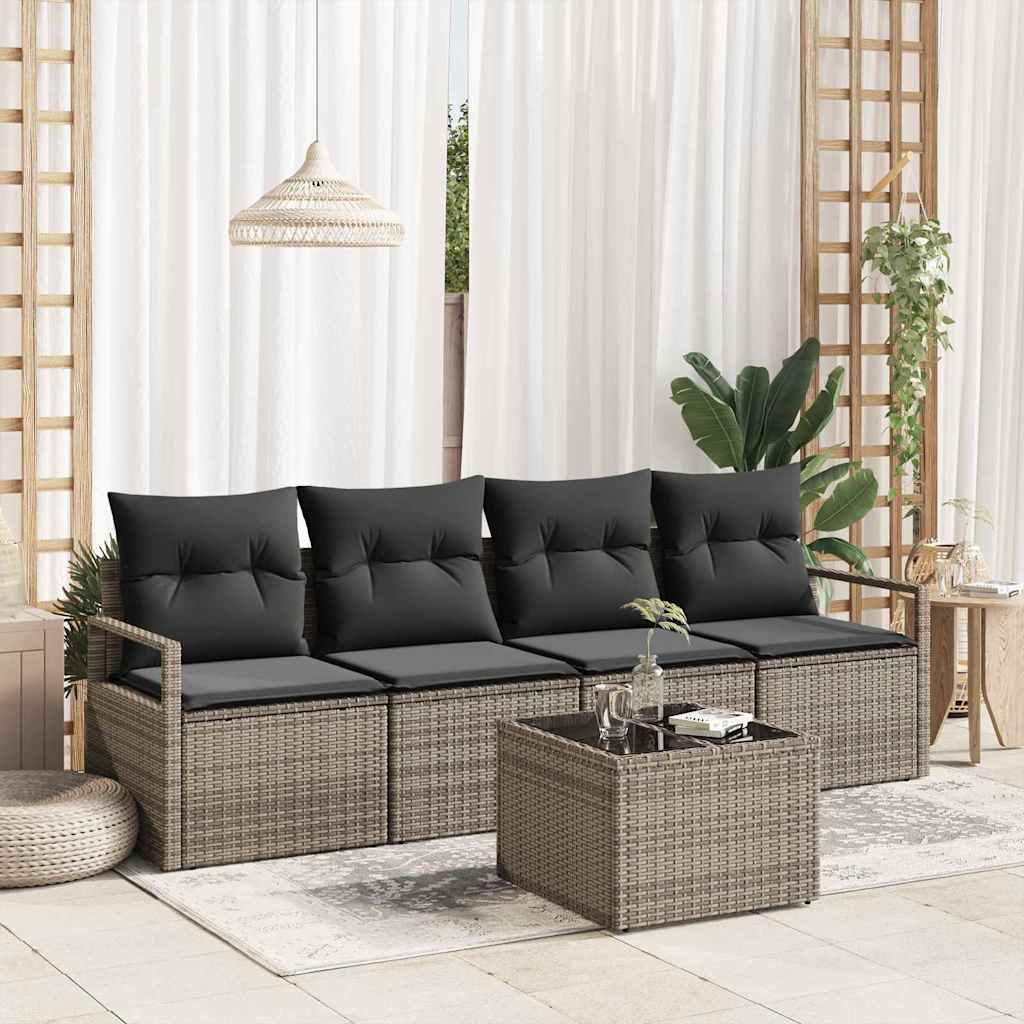 Sofa Sæt 5 stk. 4-Antal sæder Grå polyrattan