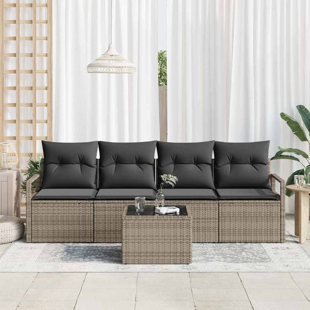 Sofa Sæt 5 stk. 4-Antal sæder Grå polyrattan