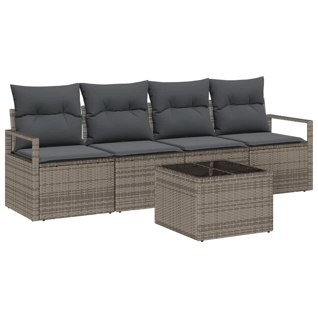 Sofa Sæt 5 stk. 4-Antal sæder Grå polyrattan