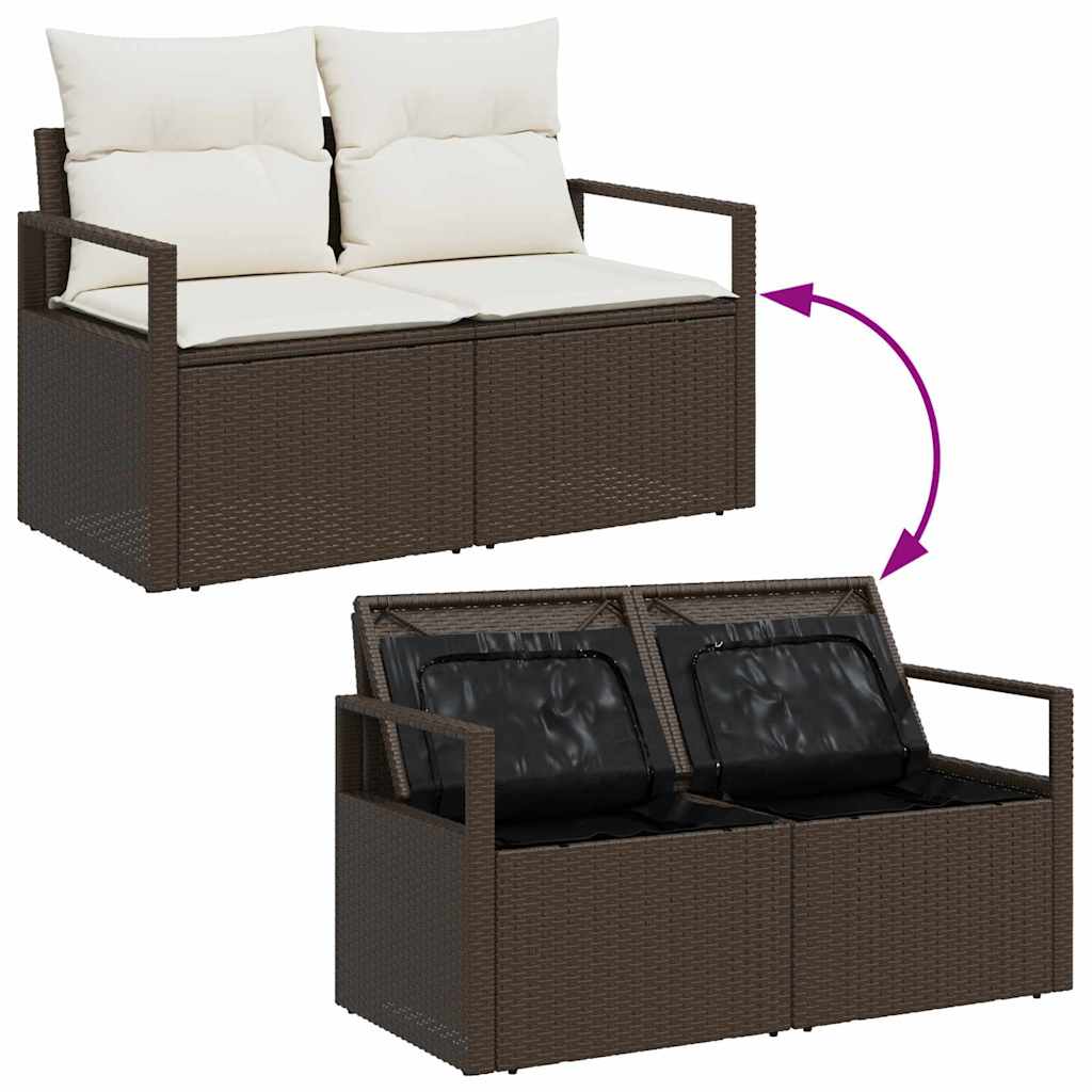 Havesofa Sæt 6 stk. 5-Antal sæder Brun og Creme polyrattan