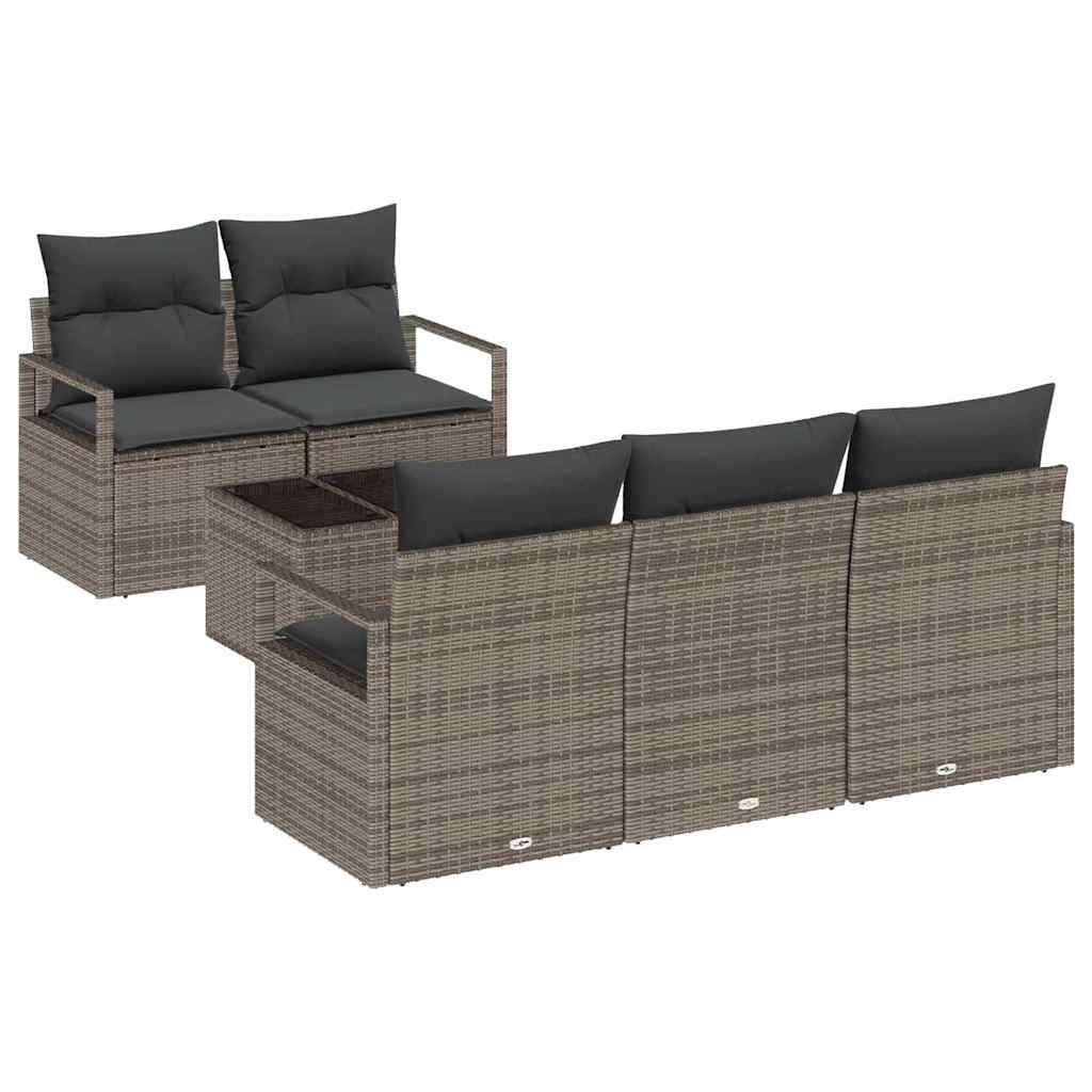 Havesofa Sæt 6 stk. 5-Antal sæder Grå polyrattan