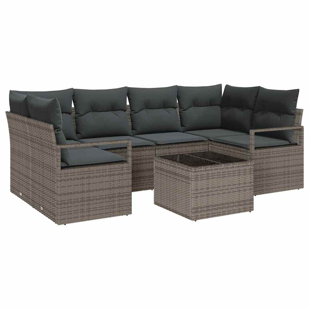 Havesofa Sæt 7 stk. 6-Antal sæder Grå polyrattan