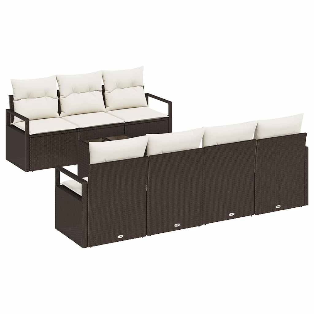 Havesofa Sæt 8 stk. 7-Antal sæder Brun og Creme polyrattan