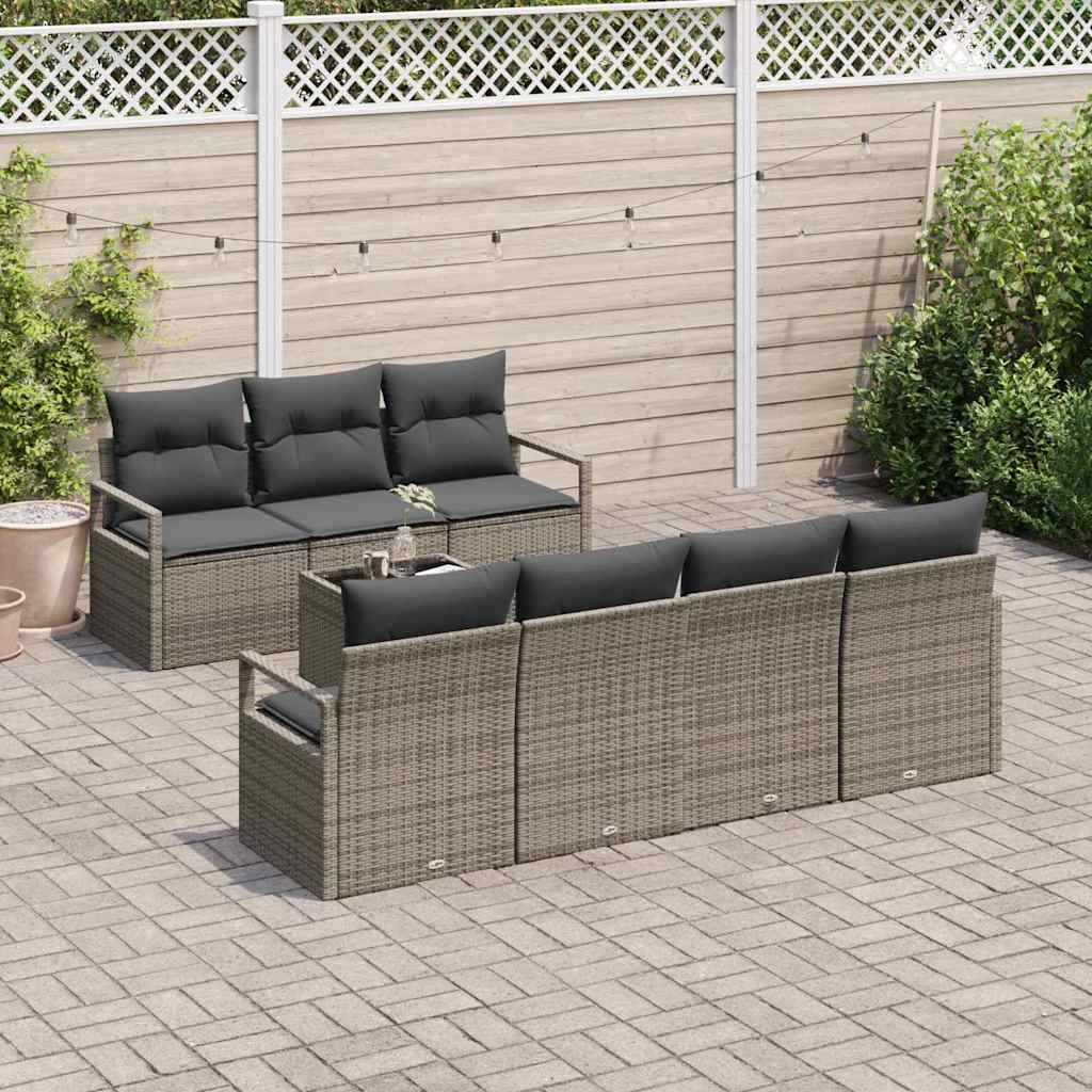 Havesofa Sæt 8 stk. 7-Antal sæder Grå polyrattan