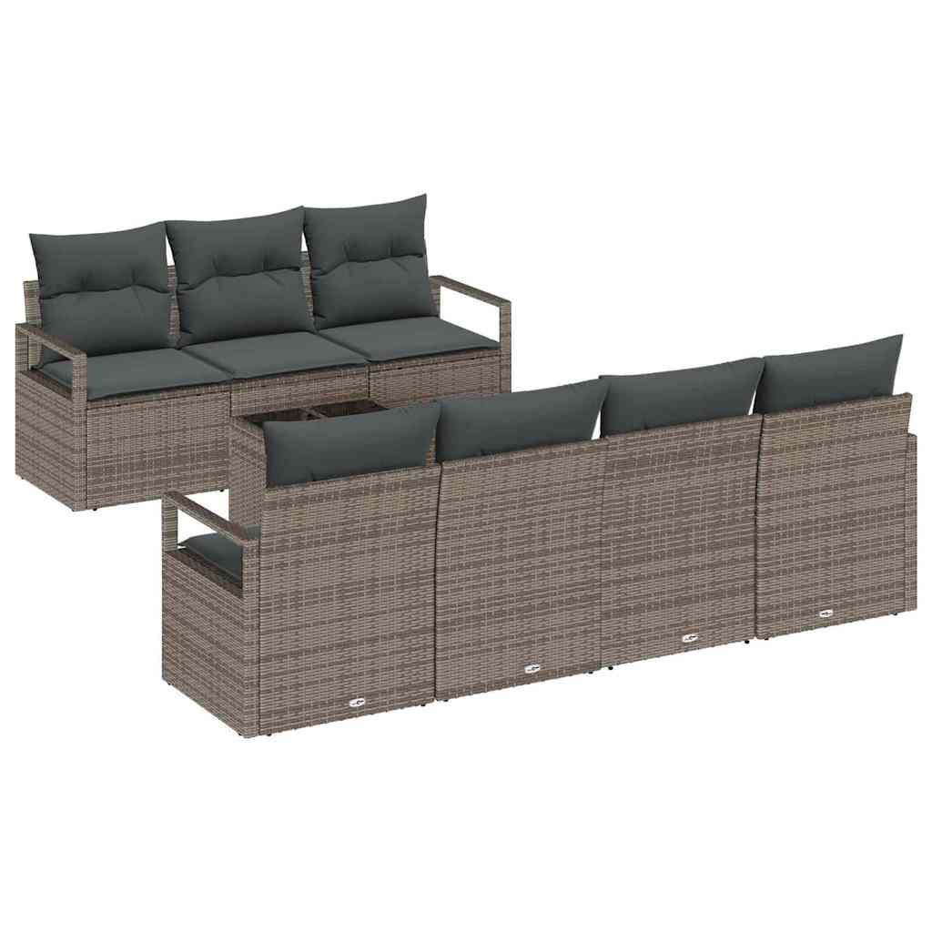 Havesofa Sæt 8 stk. 7-Antal sæder Grå polyrattan